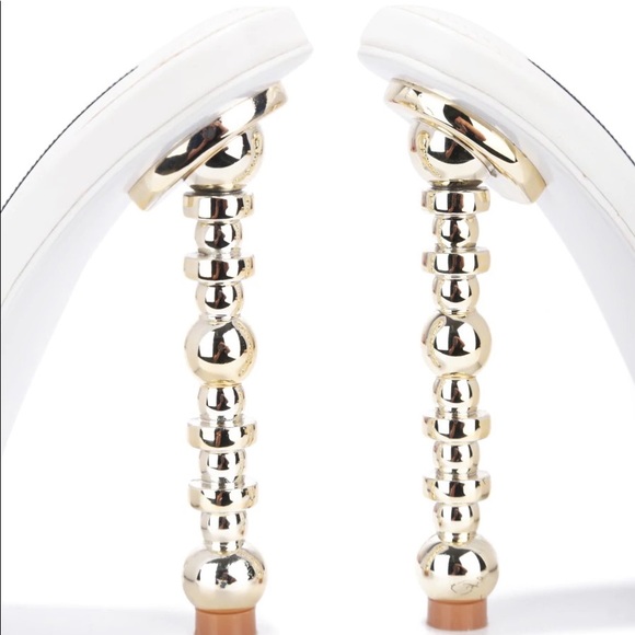 Womens pvc mules with with soles and golden heels. - Picture 3 of 4